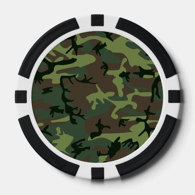 Camouflage Camouflage Grünbraunes Muster Pokerchips (Vorderseite)