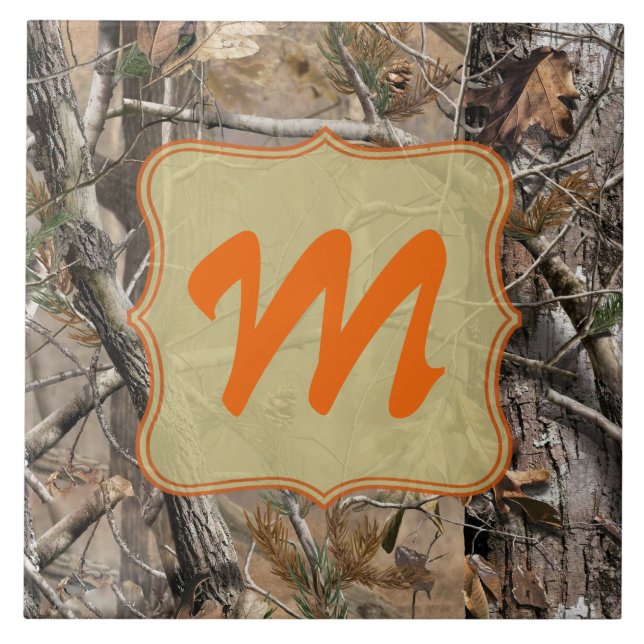 Camouflage Camouflage Hunting Real Monogram Displa Fliese (Vorderseite)