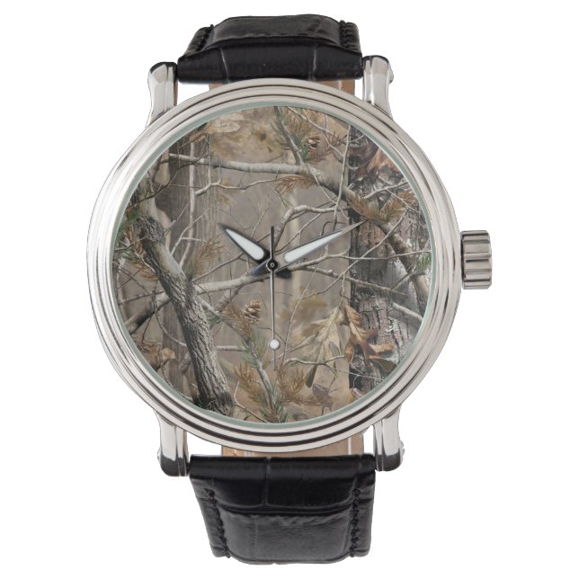 Camouflage Camouflage Jagen Echtleder-Band-Uhr Armbanduhr (Vorderseite)