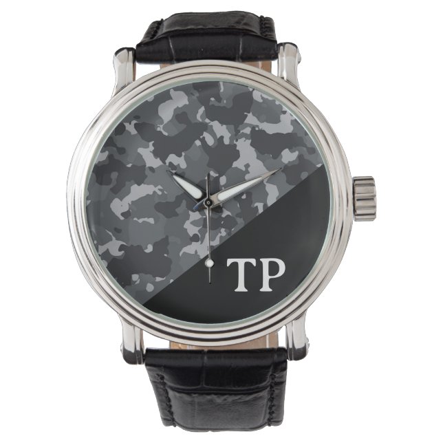 Camouflage Camouflage Monogramm Personalisiert Armbanduhr (Vorderseite)