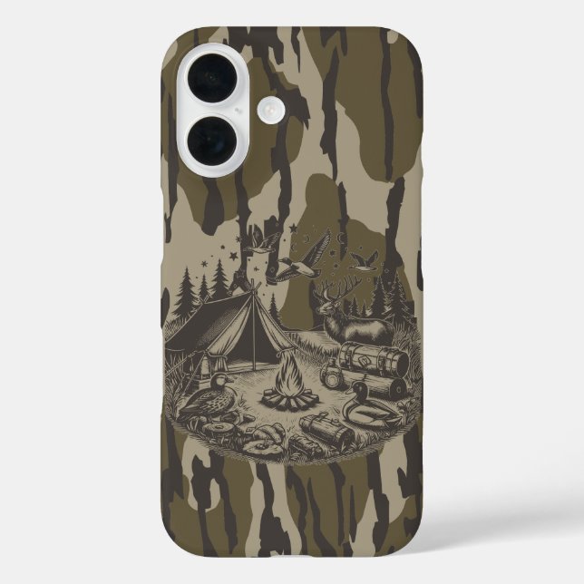 Camouflage Camping Gear Camouflage iPhone 16 Hülle (Rückseite)