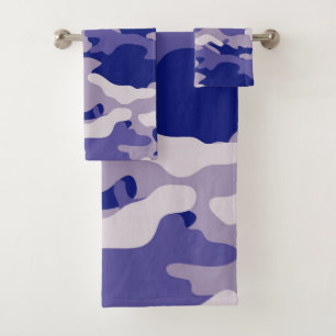 Camouflage Camping Jagd Blue Camouflage Badhandtuch Set