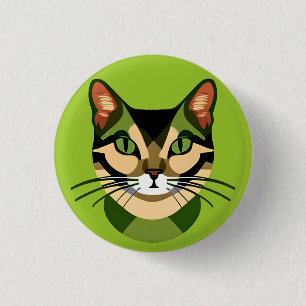 Camouflage Cat Portrait Button