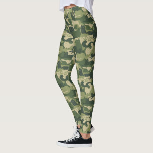 Camouflage Cats Pattern Army Green Kitats Camoufla Leggings
