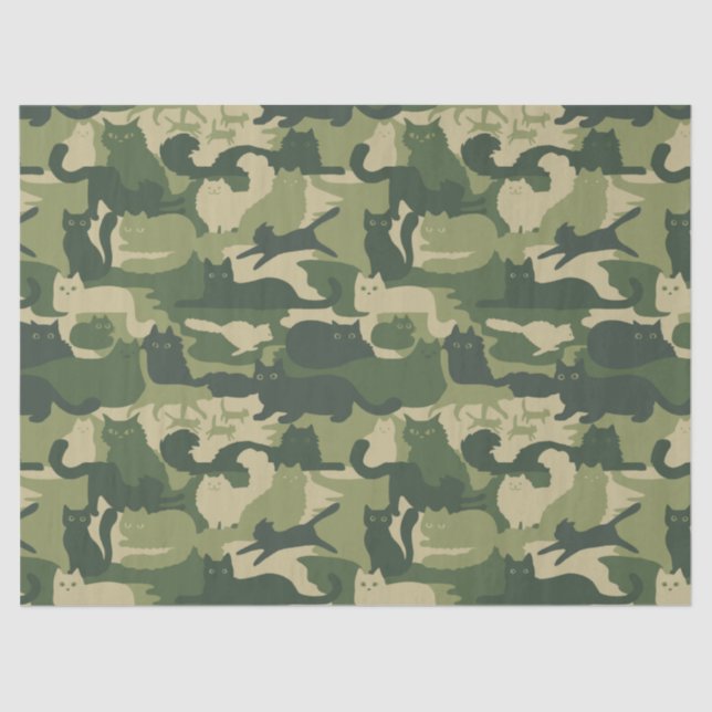 Camouflage Cats Pattern Army Green Kitats Camoufla Seidenpapier (Vorderseite)