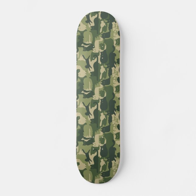Camouflage Cats Pattern Army Green Kitats Camoufla Skateboard (Vorderseite)