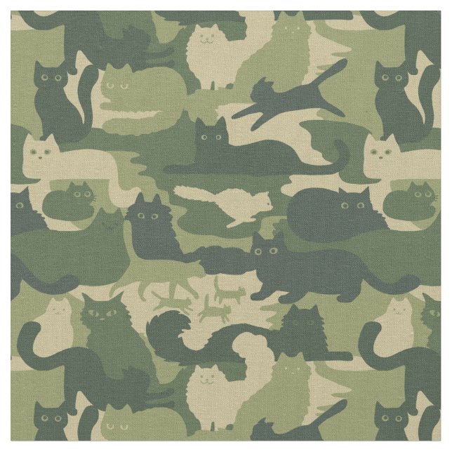 Camouflage Cats Pattern Army Green Kitats Camoufla Stoff (Nahaufnahme)