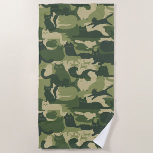 Camouflage Cats Pattern Army Green Kitats Camoufla Strandtuch