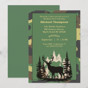 Camouflage Chasseur de cerfs Invitation d'annivers