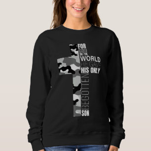 Camouflage Christlich Katholik John 316 Bible Vers Sweatshirt