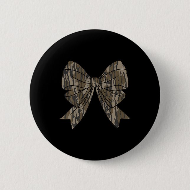 Camouflage Coquette Bow Jagd Frauen Mädchen Button (Vorderseite)