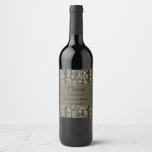 Camouflage Country Wedding Wine Labels Weinetikett (Vorderseite)