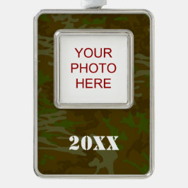 Camouflage Custom Christmas Camo Rahmen-Ornament Silber
