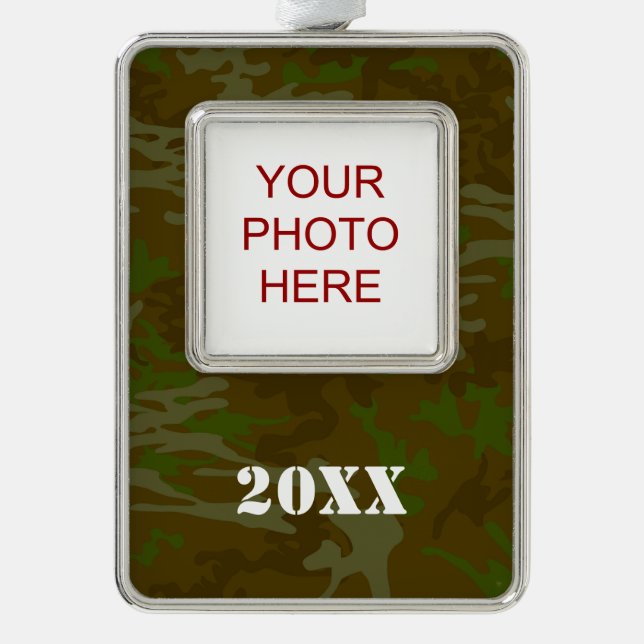 Camouflage Custom Christmas Camo Rahmen-Ornament Silber (Vorderseite)