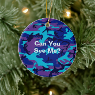 Camouflage Dark Blue & Lila Pattern Funny Zitat Keramik Ornament
