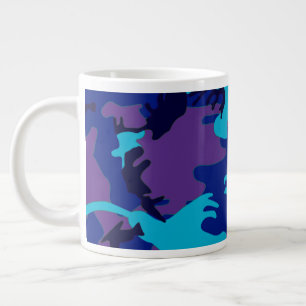 Camouflage Dark Blue & Lila Pattern Jumbo-Tasse