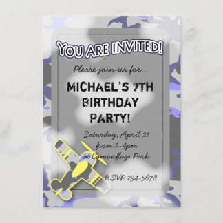 Camouflage d'avion Invitation d'anniversaire