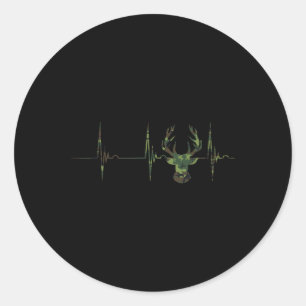 Camouflage Deer Antlers Jagen Heartbeat Ecg Puls Runder Aufkleber