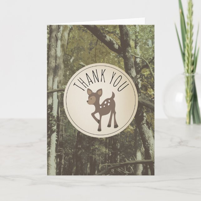 Camouflage Deer Baby Dusche Vielen Dank Dankeskarte (Vorderseite)