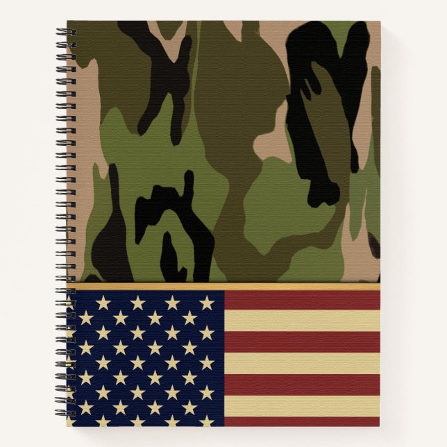 Camouflage der amerikanischen Flagge Notizbuch (Vorderseite)