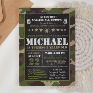 Camouflage der Armee zum Geburtstag Einladung