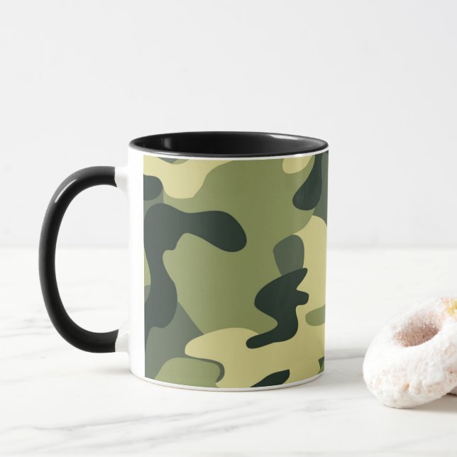 Camouflage der grünen Armee Camouflage Muster Tasse (Mit Donut)
