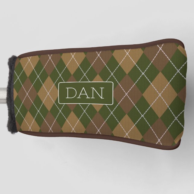 Camouflage der grünen und braunen Raute Muster mit Golf Headcover (Vorderseite)