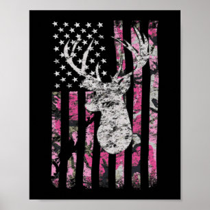 Camouflage der Hirschjagd Amerikanische Flagge Ros Poster