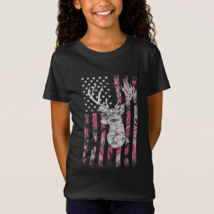 Camouflage der Hirschjagd Amerikanische Flagge Ros T-Shirt