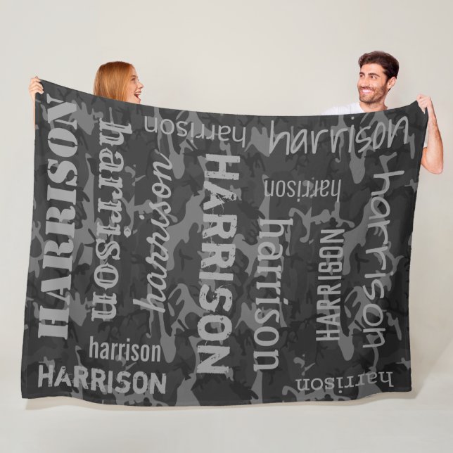 Camouflage der Holzkohle Personalisiert Fleecedecke (Beispiel)