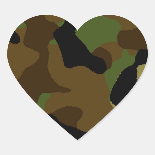 Camouflage der Militär-Grünen Armee Herz-Aufkleber (Vorderseite)