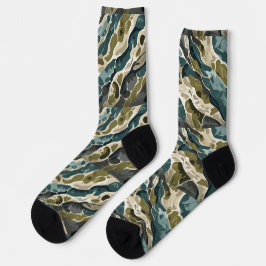 Camouflage-Design in Grüntöne und Beige Socken