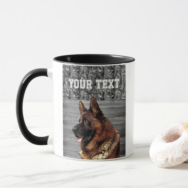 Camouflage Deutscher Schäferhund Tiername Tasse (Mit Donut)