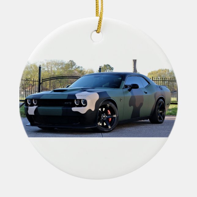 Camouflage Dodge Challenger Hellcat Keramik Ornament (Vorne)