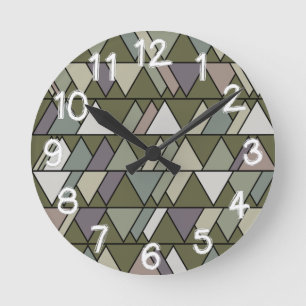Camouflage Dreiecke Runde Wanduhr