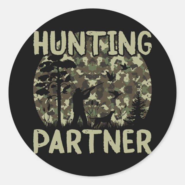 Camouflage Duck Hunting Hund Partner Runder Aufkleber (Vorderseite)