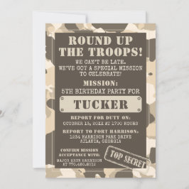 Camouflage Einladung zur Geburtstagspartei, Armee,