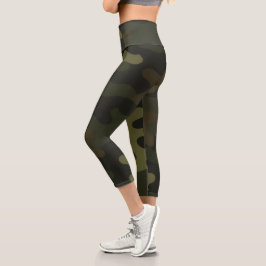 Camouflage Erthy Grüntöne Browns Black Modern Yoga Capri Leggings