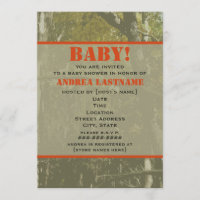 Camouflage et invitation orange de baby shower