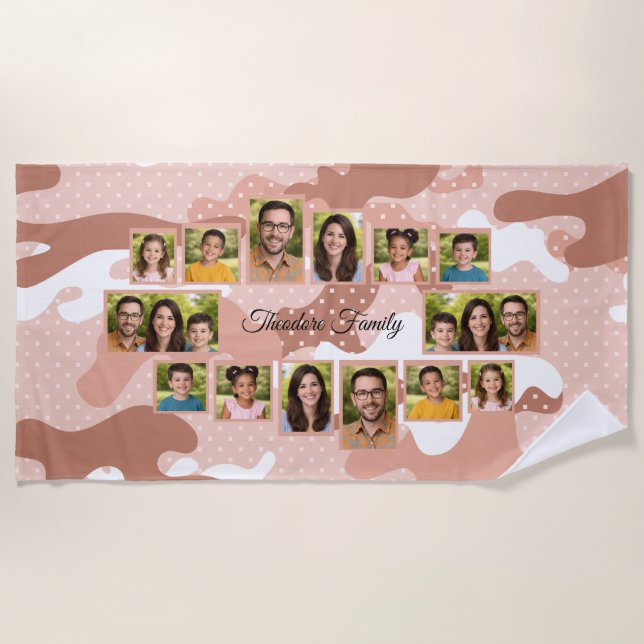 Camouflage Family Photo Collage Strandtuch (Vorderseite)