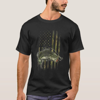 Camouflage Fischen amerikanischer Flaggenfischerei T-Shirt
