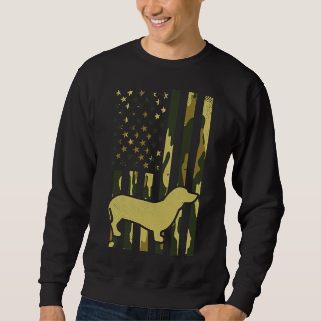 Camouflage Flag Dackel Weiner Hund Tier Sweatshirt (Vorderseite)