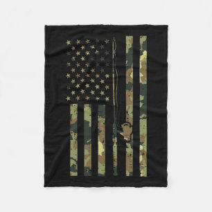 Camouflage Flag Fishing Rod Pole Vintag Patriotisc Fleecedecke