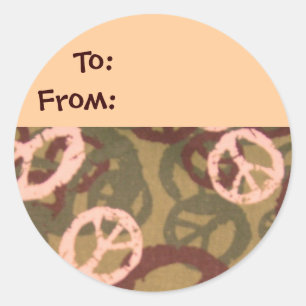 Camouflage/Friedenszeichen sehen Geschenkmarke Runder Aufkleber