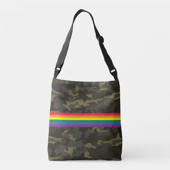 Camouflage Gay Pride Tragetaschen Mit Langen Trägern (Rückseite)