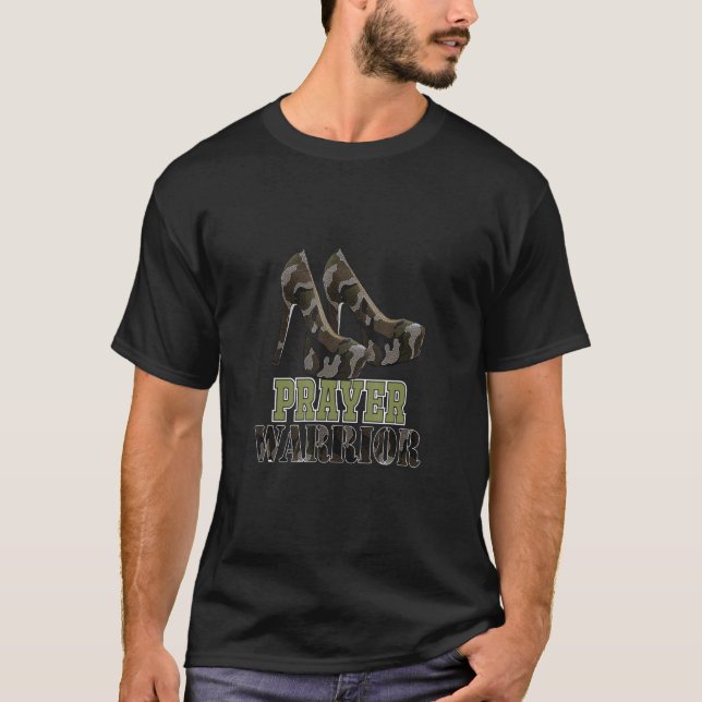 Camouflage Gebet Krieger mit Ferse religiöse Chris T-Shirt (Vorderseite)