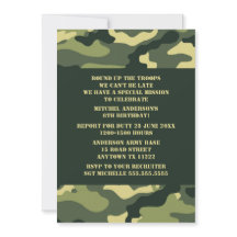 Camouflage Geburtstagsparty Einladung - Realistisc