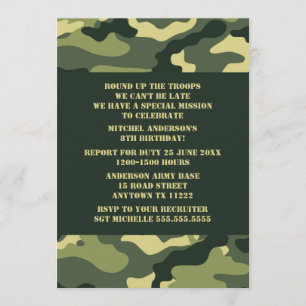 Camouflage Geburtstagsparty Einladung - Realistisc