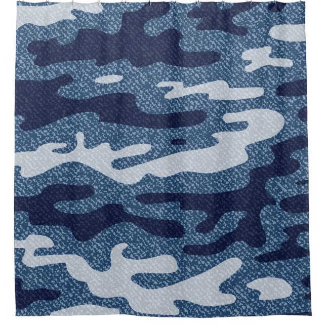 Camouflage Gepunktet Denim Jeans Pattern Duschvorhang (Vorderseite)