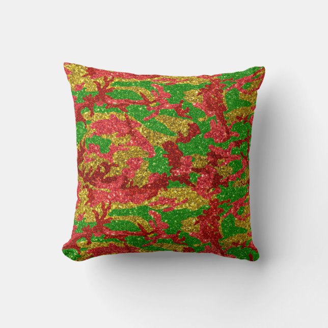Camouflage Gold Xmas Muster Kissen (Vorderseite)